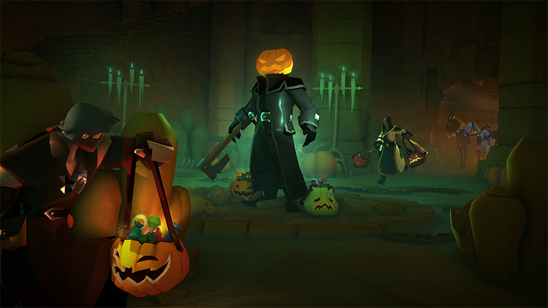 Pumpkin-headed Bob and Allhallows rewards in the Hallowed Ground